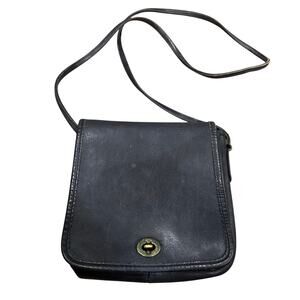 Vintage Coach Pouch Crossbody Shoulder Bag Dark Navy? Leather 9620